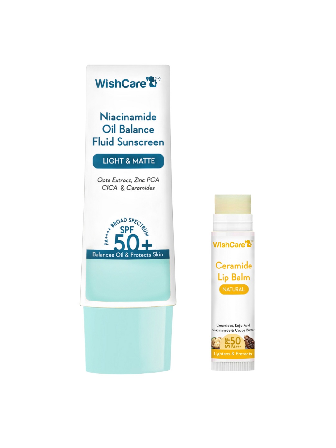 

WishCare Ceramide SPF 50 PA+++ Lip Balm 5g & Niacinamide Oil Balance SPF50 Sunscreen 50ml, Blue