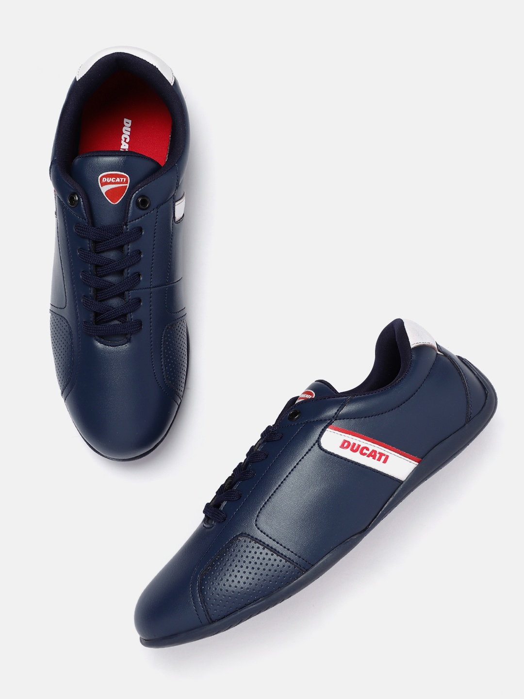 

Ducati Printed Leather Sneakers, Navy blue