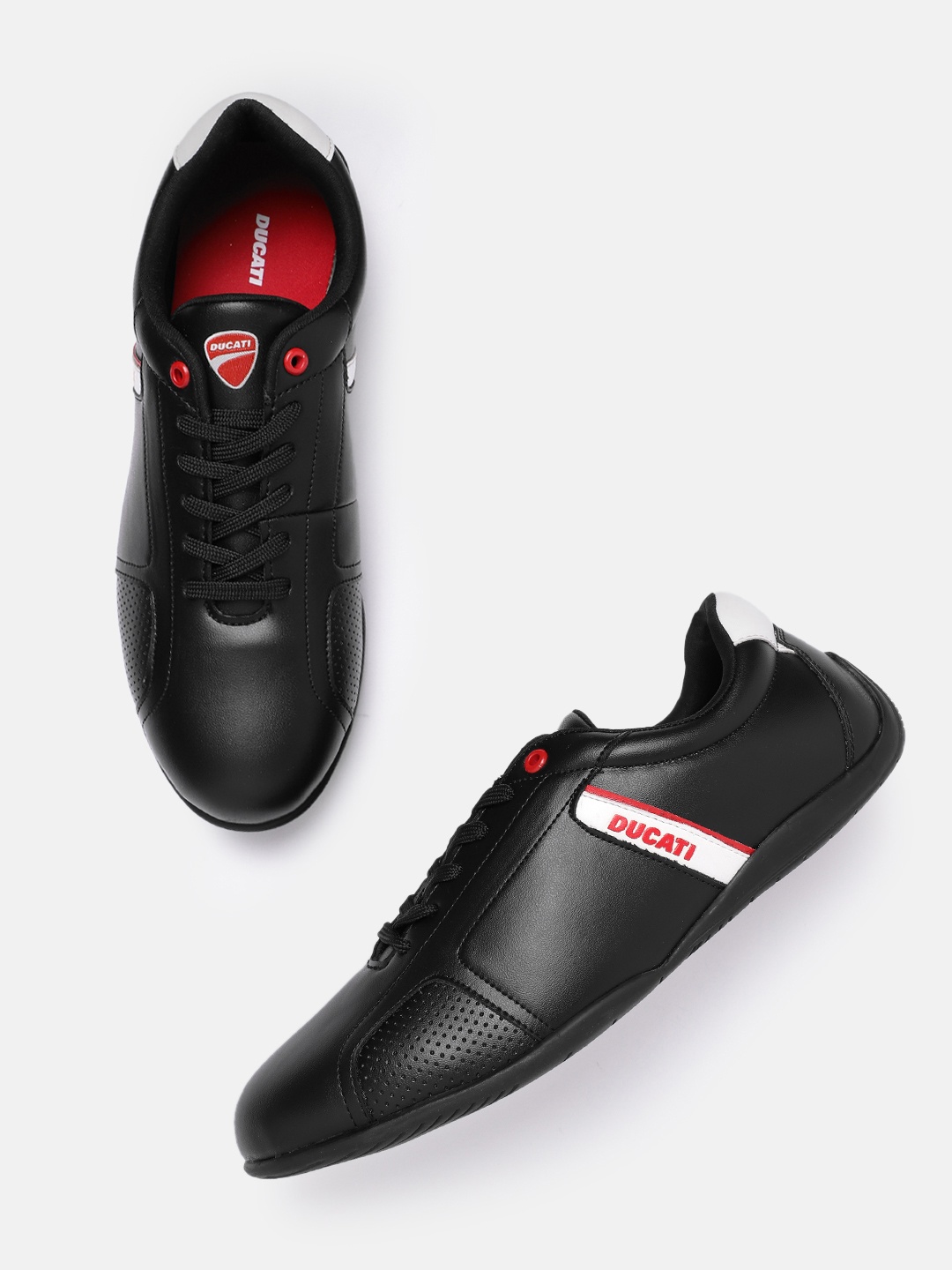 

Ducati Printed Leather Sneakers, Black