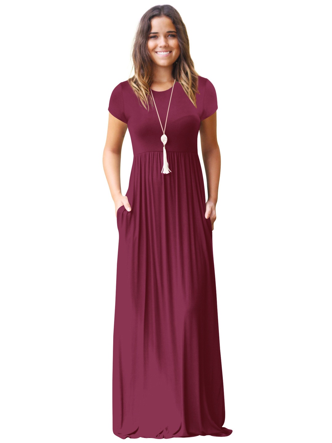 

StyleCast Pack Of 5 Boat Neck Self Design Maxi Dress, Maroon