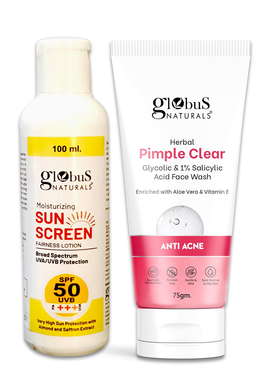 

Globus naturals Sunscreen Lotion- 100ml & Face Wash -75 g, Off white