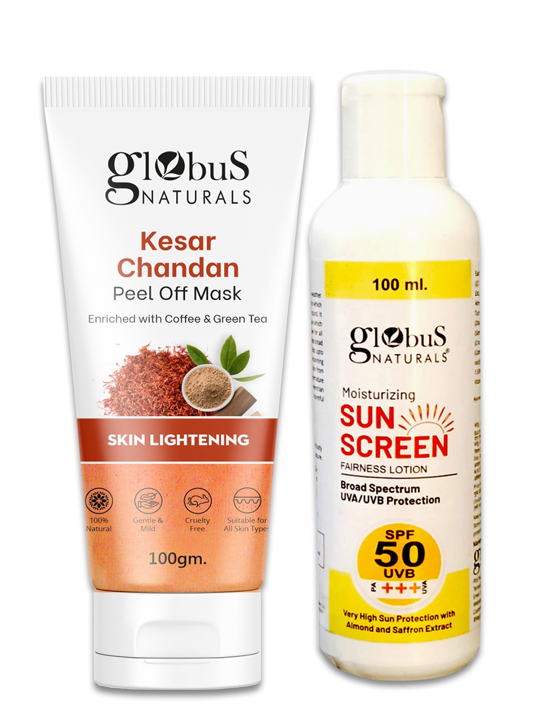 

Globus naturals Kesar Chandan & Sunscreen Lotion & Peel Off Mask, Off white