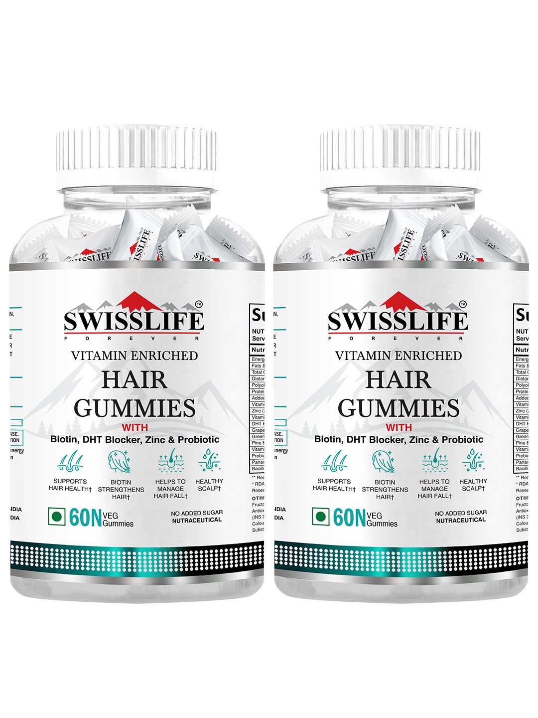 

Swisslife Forever Set of 2 Hair Gummies with Biotin - 60 Gummies Each, White