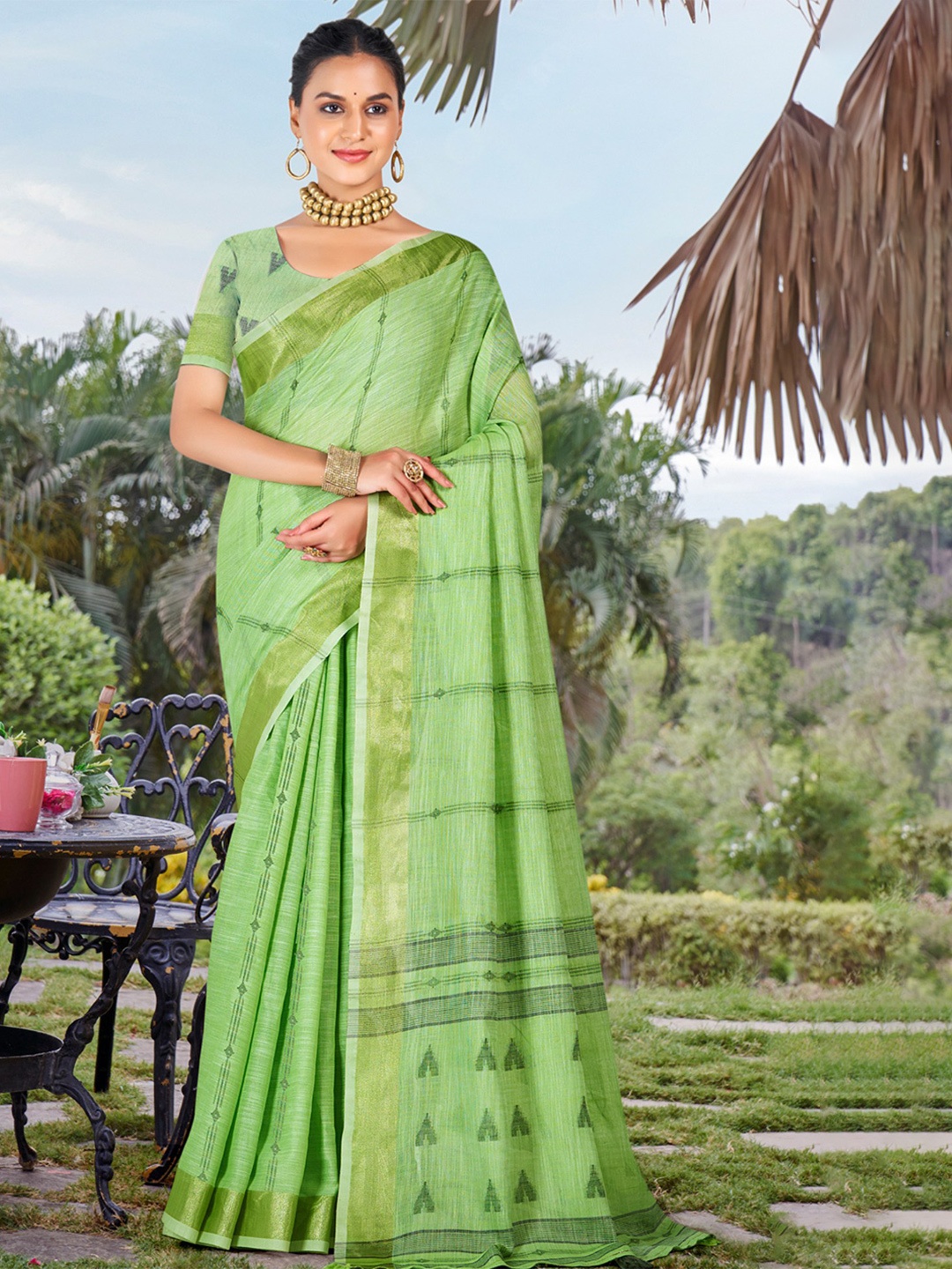 

MySilkLove Soft Zari Saree, Green