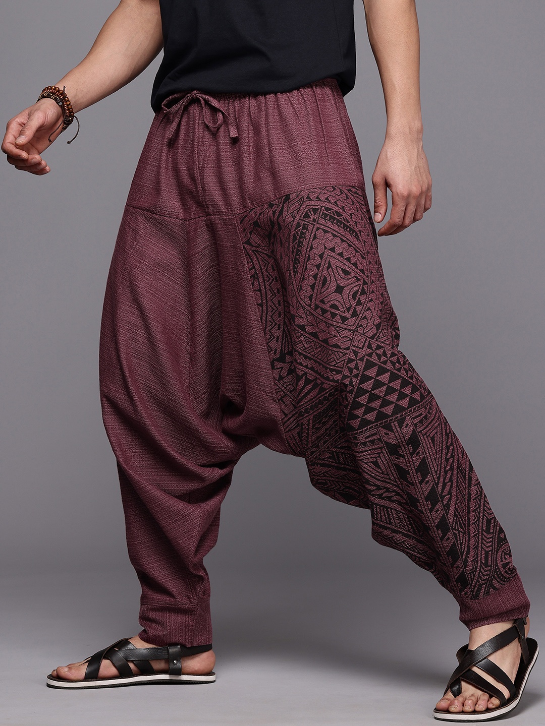 

The Veshti Company Printed Loose Fit Pure Cotton Harem Pants, Purple