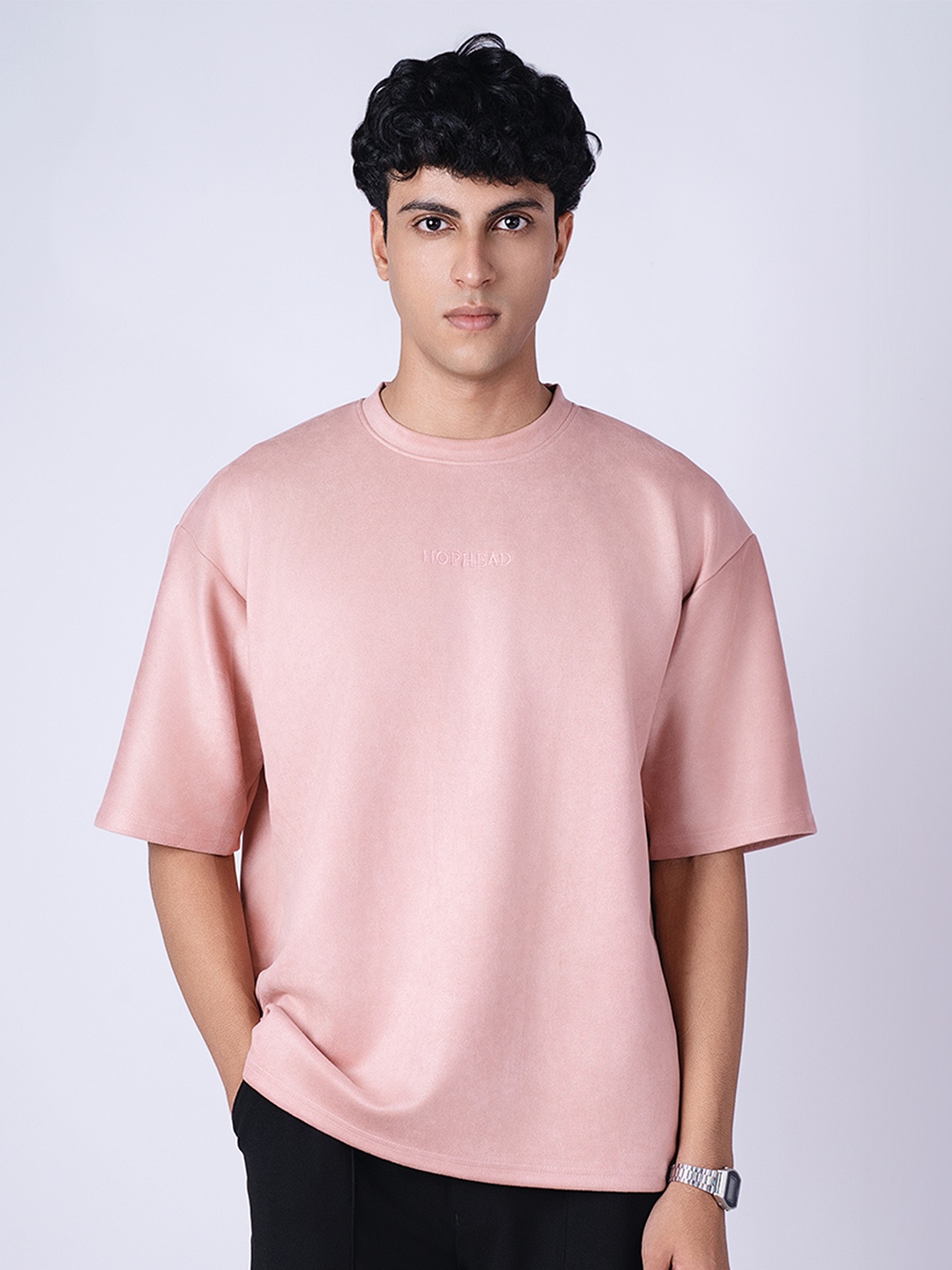 

HOP HEAD Unisex Solid Round Neck Relaxed Fit T-Shirt, Pink