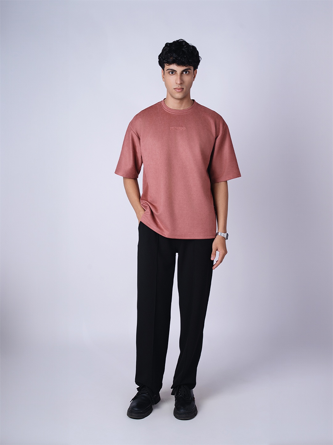 

HOP HEAD Unisex Solid Round Neck Relaxed Fit T-Shirt, Rose