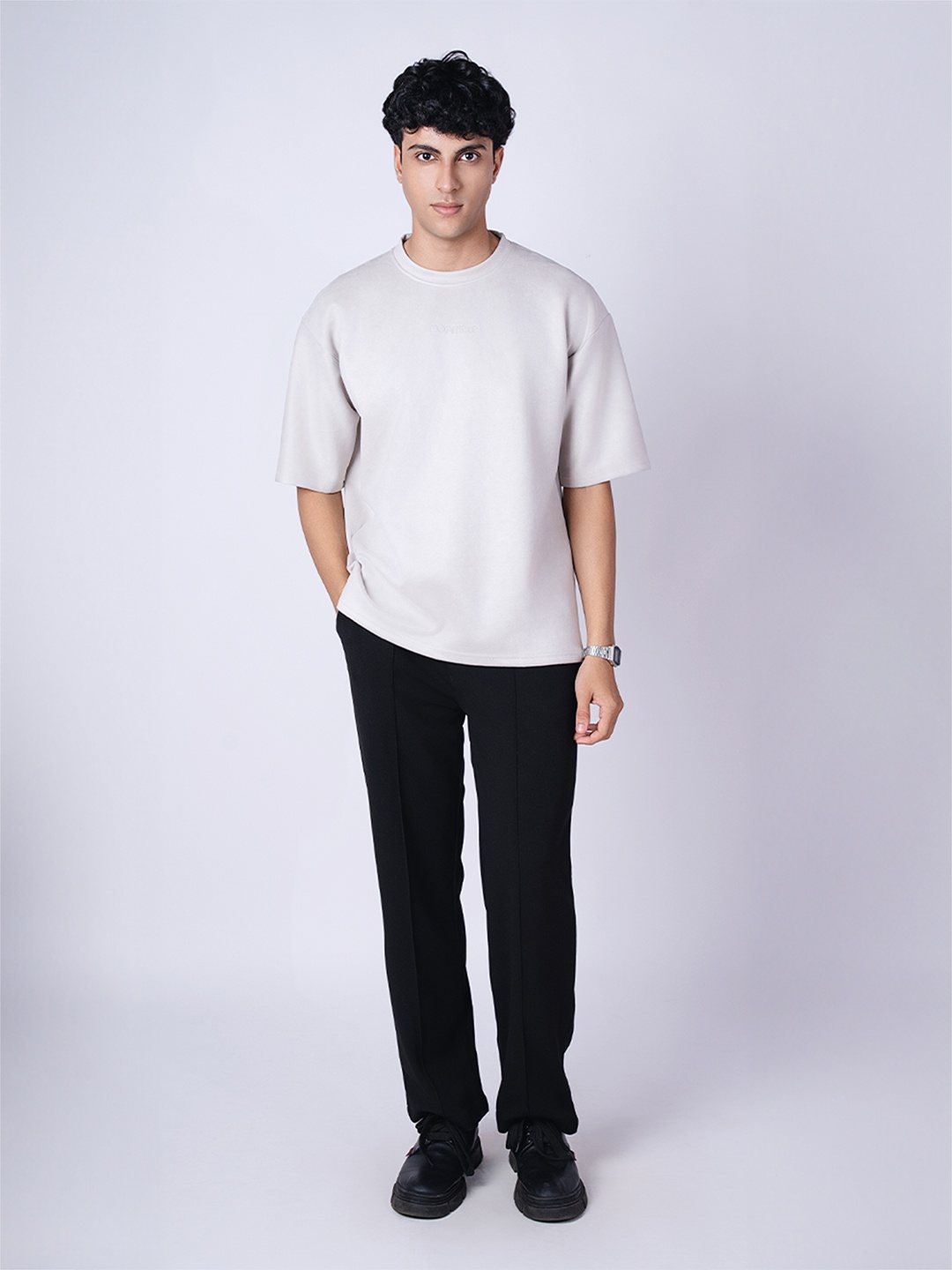 

HOP HEAD Unisex Solid Round Neck Relaxed Fit T-Shirt, White