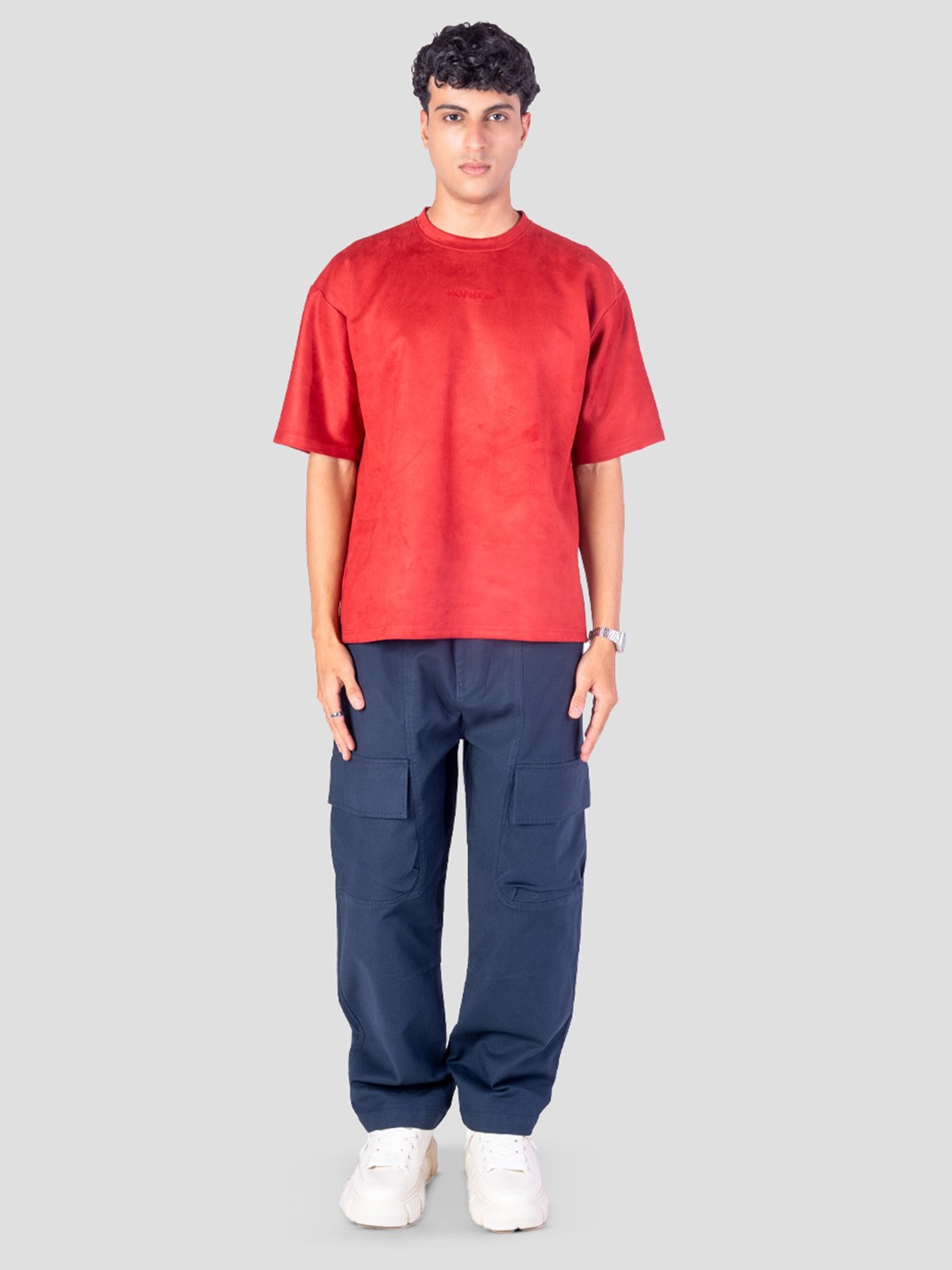 

HOP HEAD Unisex Solid Round Neck Relaxed Fit T-Shirt, Red