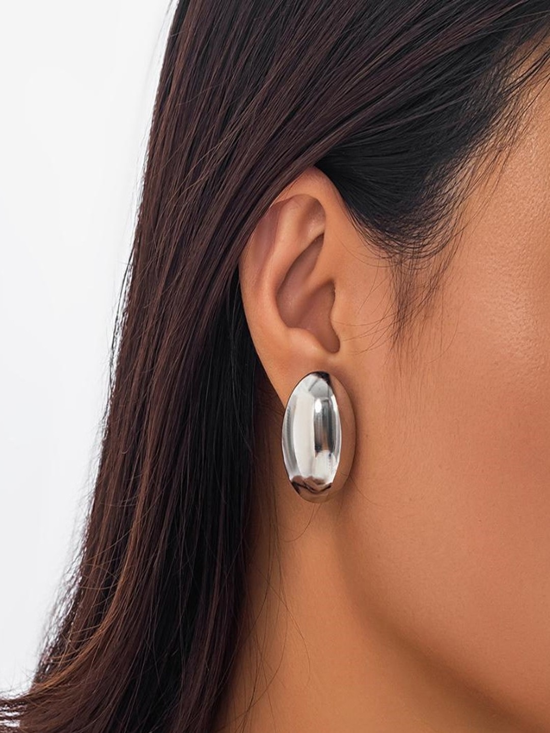 

AQUASTREET Silver Plated Waterproof Anti Tarnish Dome Shaped Stud Earrings
