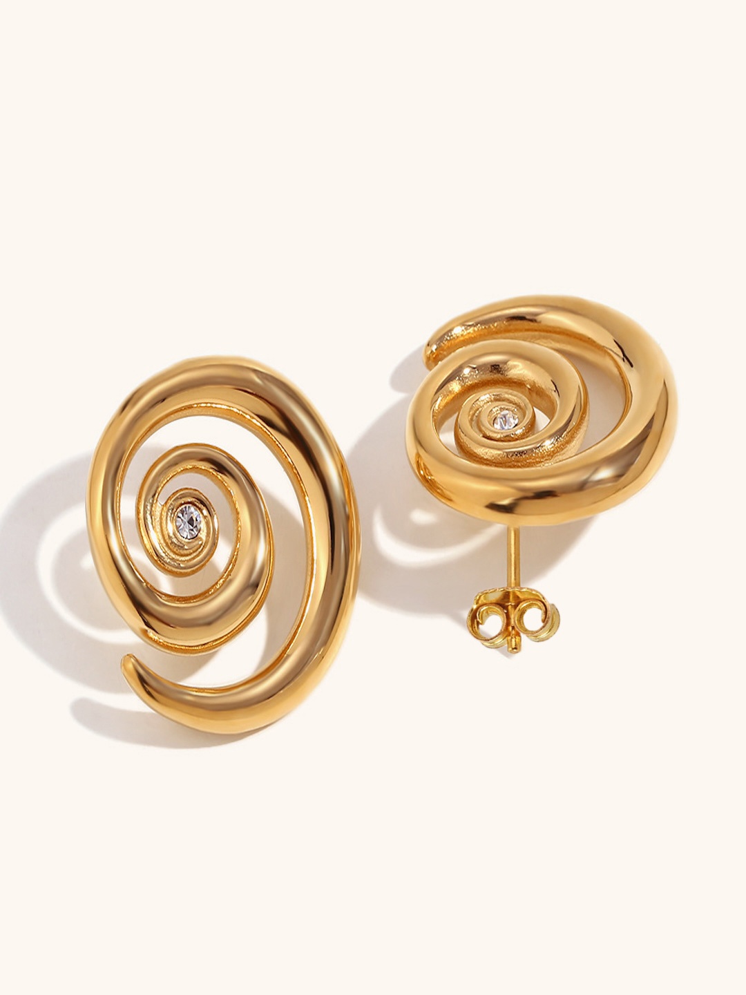 

AQUASTREET 18K Plated Waterproof Anti Tarnish Zirconia Swirl Hoop Earrings, Gold