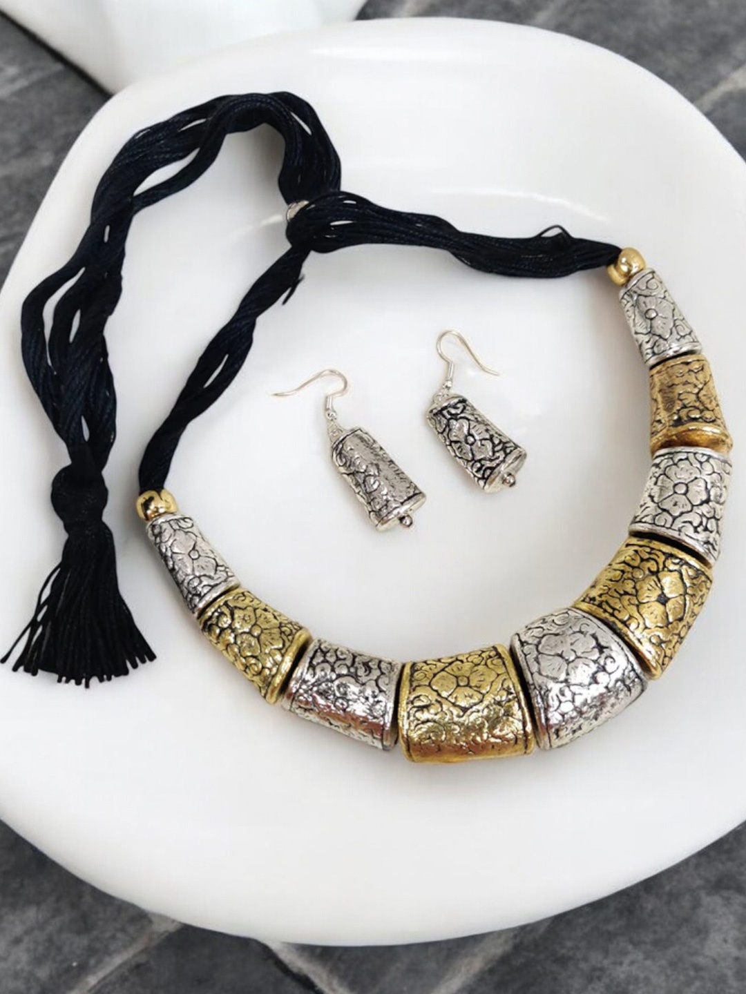 

VIVAZS Gold & Silver-Plated Tribal Jewellery Set