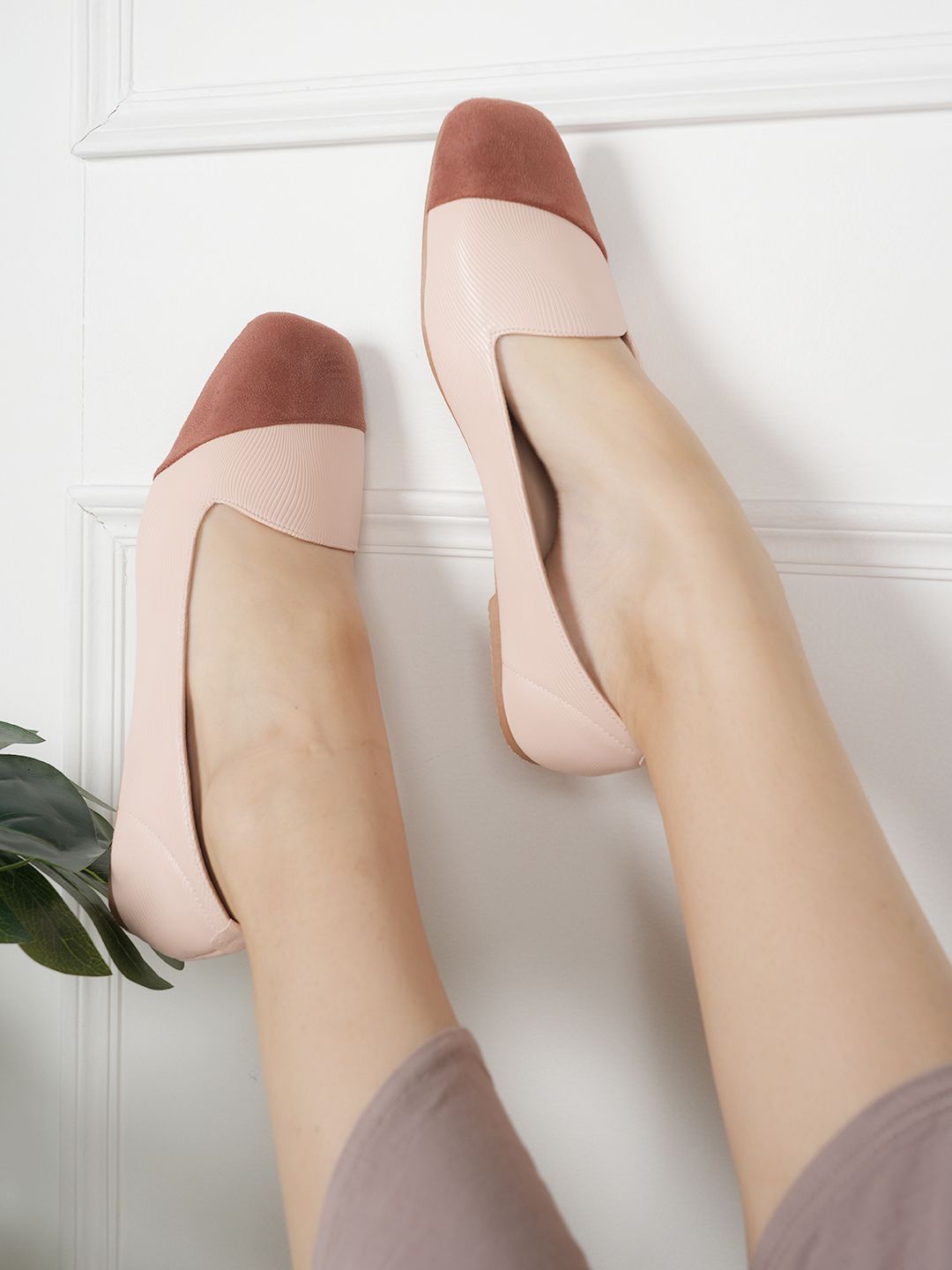 

Mast & Harbour Women Slip-On Synthetic Leather Ballerinas Flats, Peach