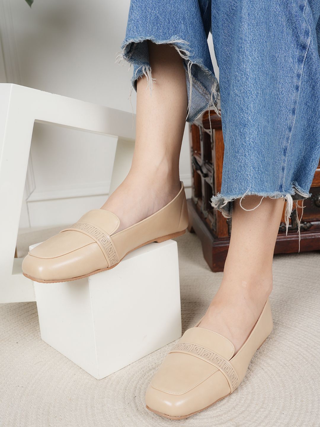 

Mast & Harbour Women Square Toe Ballerinas, Cream