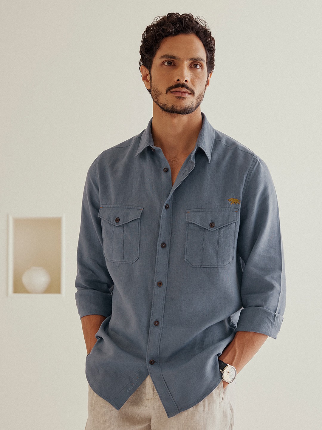 

Andamen Casual Men Solid Spread Collar Casual Shirt, Blue