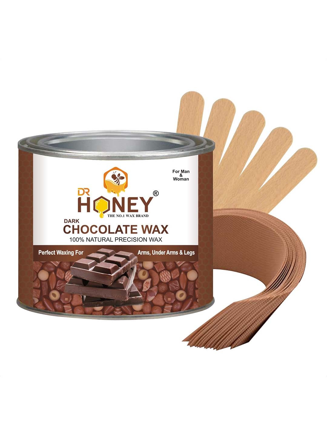 

DR HONEY 100% Natural Precision Chocolate Wax & Strips- 601.3g, Brown