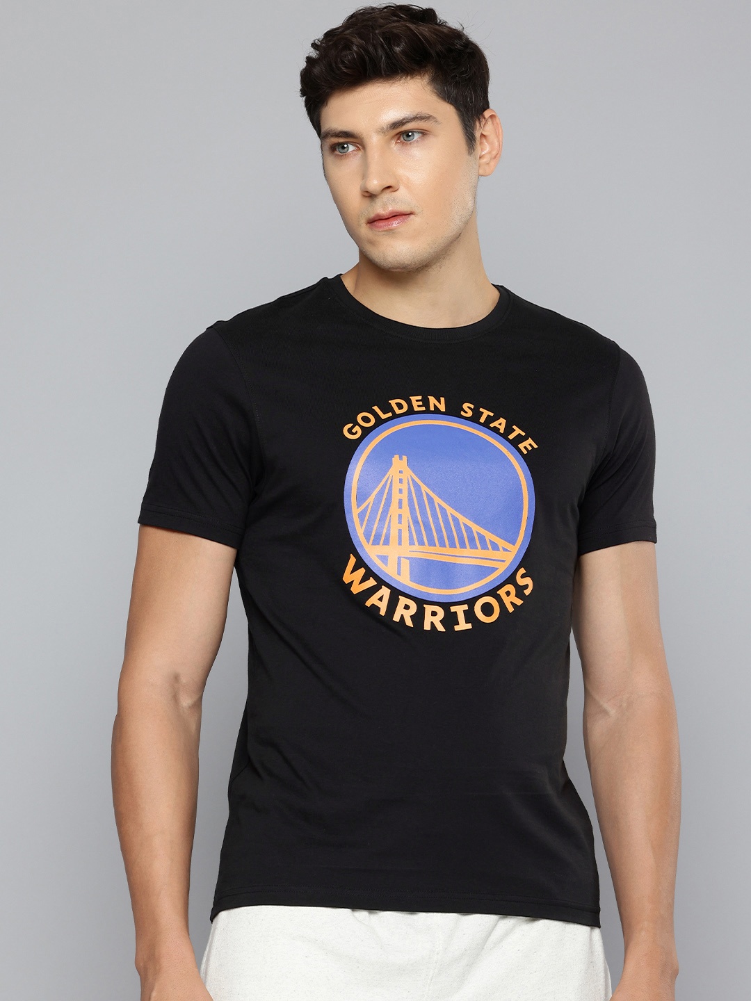 

NBA Men Golden State Warriors Printed Pure Cotton T-shirt, Black