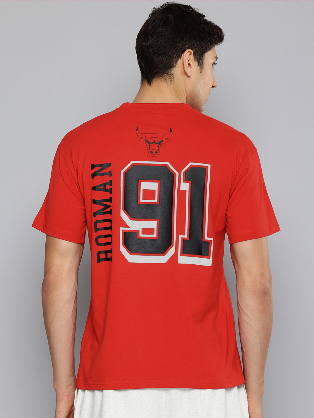 

NBA Men Dennis Rodman Classic Numbered Oversized Pure Cotton T-Shirt, Red