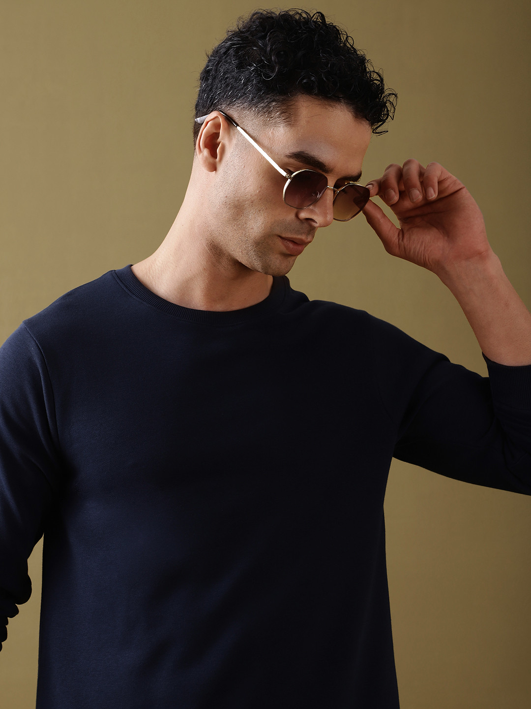

DILLINGER Men Solid Ultra Soft Drapey Cotton T-Shirt, Navy blue