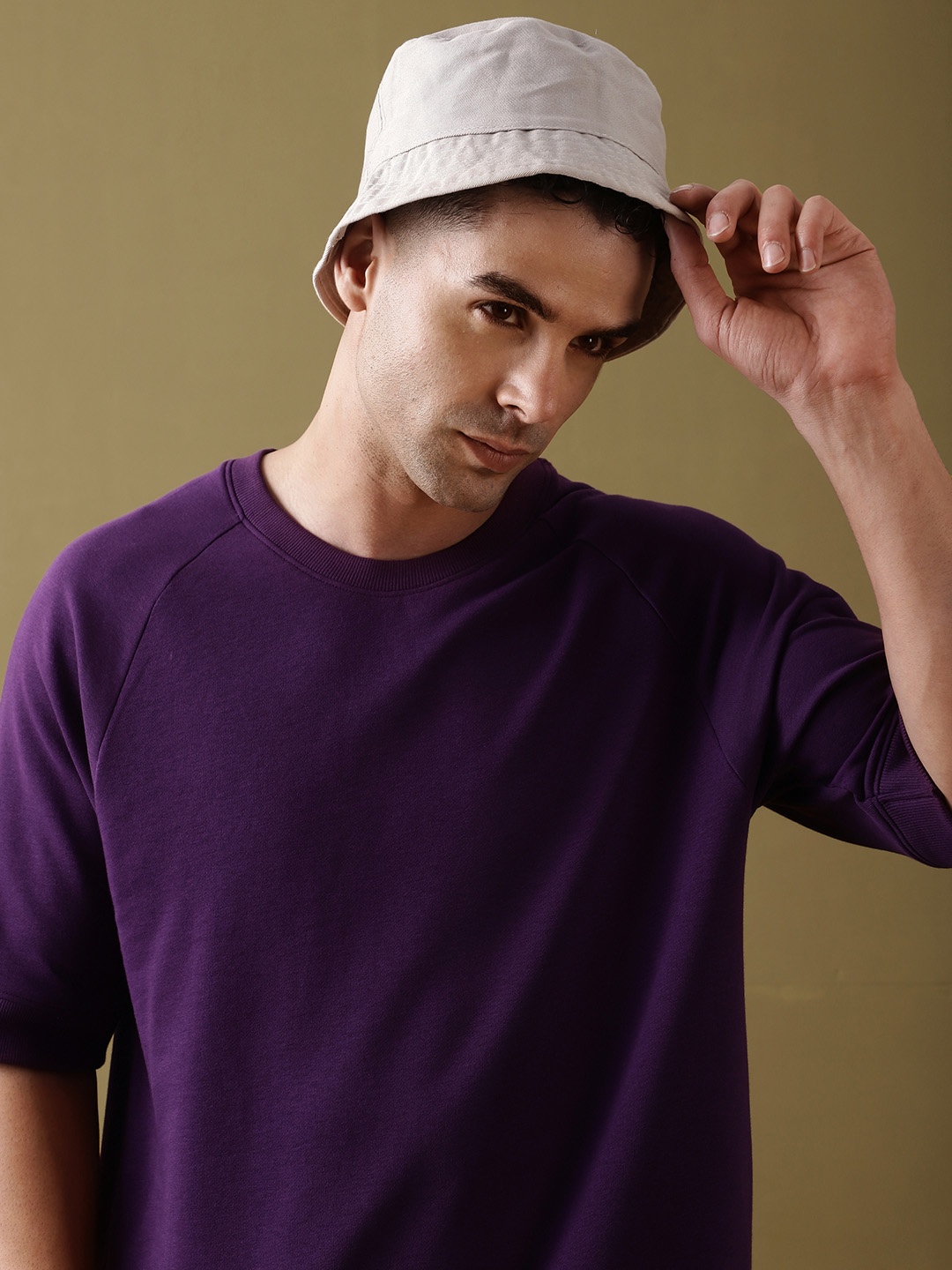 

DILLINGER Men Colourblocked Ultra Soft Drapey Cotton Raglan T-Shirt, Lavender