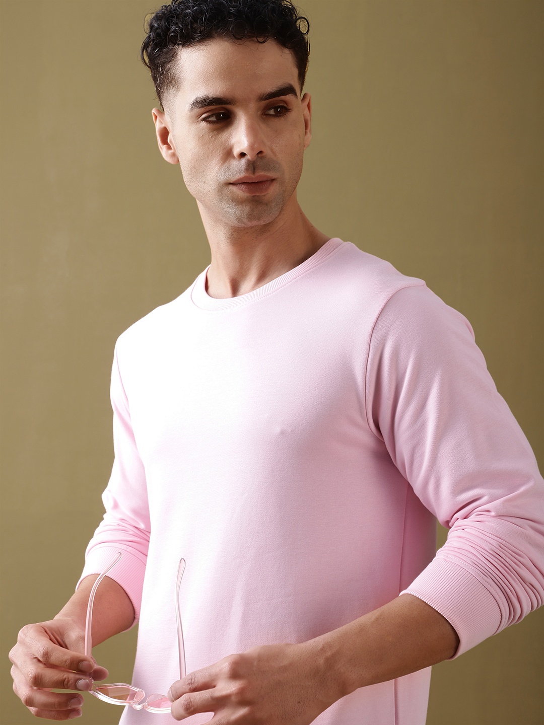 

DILLINGER Men Solid Ultra Soft Drapey Cotton T-Shirt, Pink