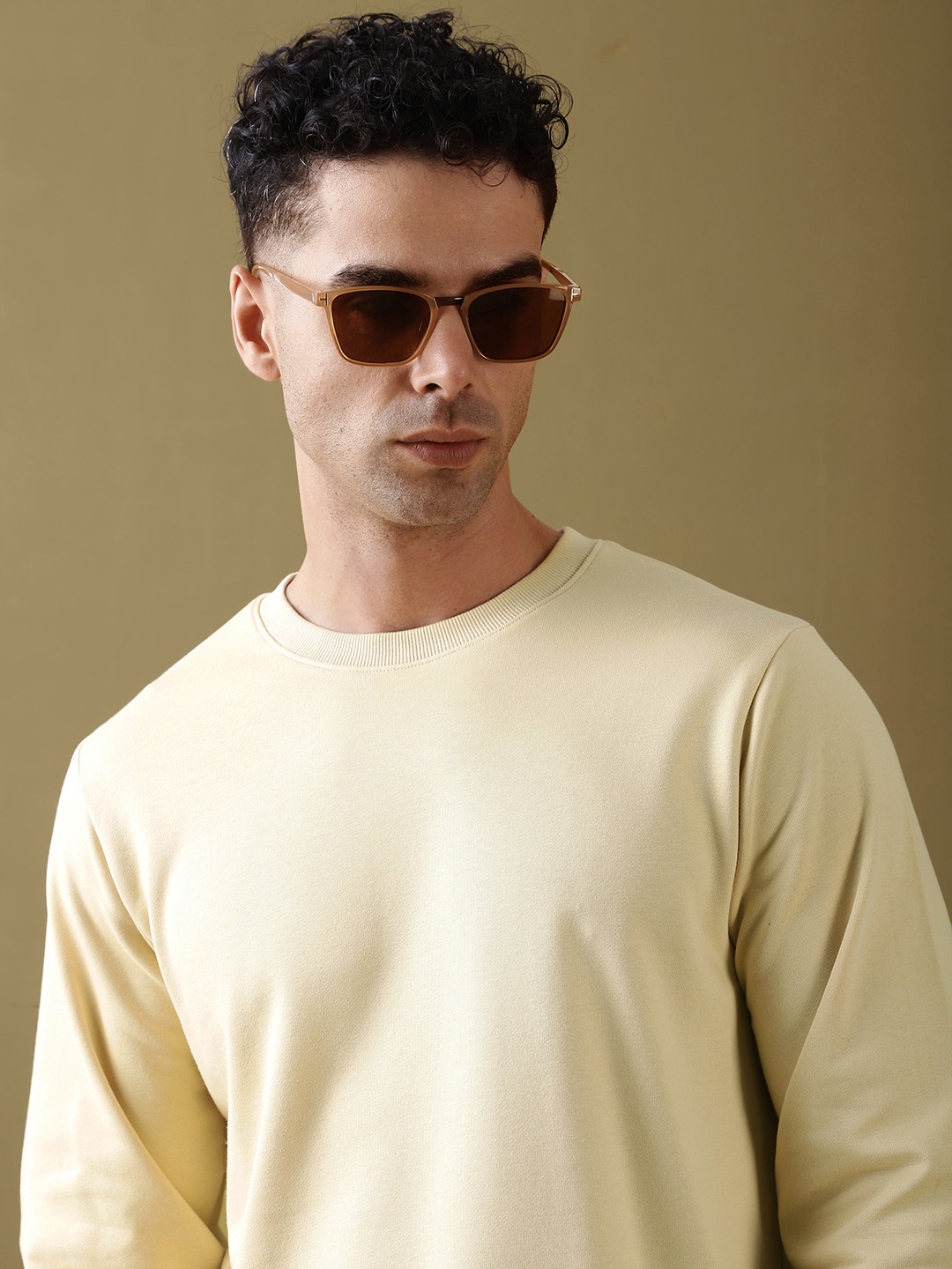 

DILLINGER Men Solid Ultra Soft Drapey Cotton T-Shirt, Beige