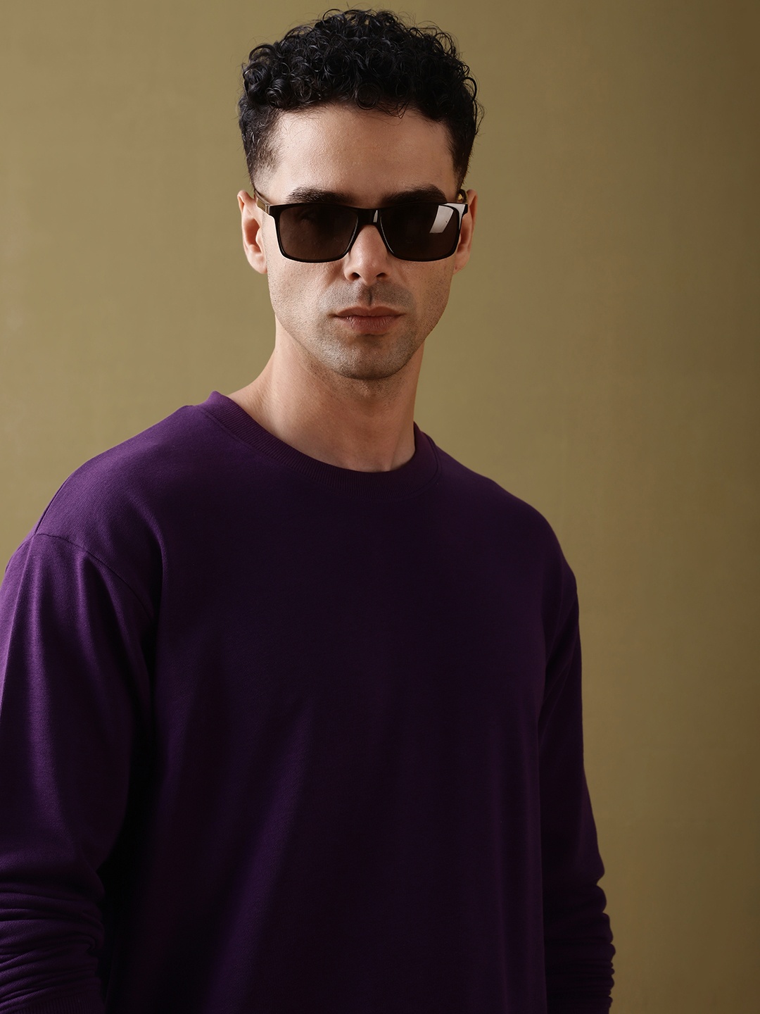 

DILLINGER Men Oversized Ultra Soft Drapey Cotton Long Sleeve Crew Neck T-Shirt, Lavender