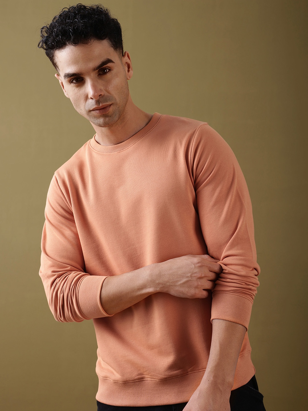 

DILLINGER Men Solid Ultra Soft Drapey Cotton T-Shirt, Peach