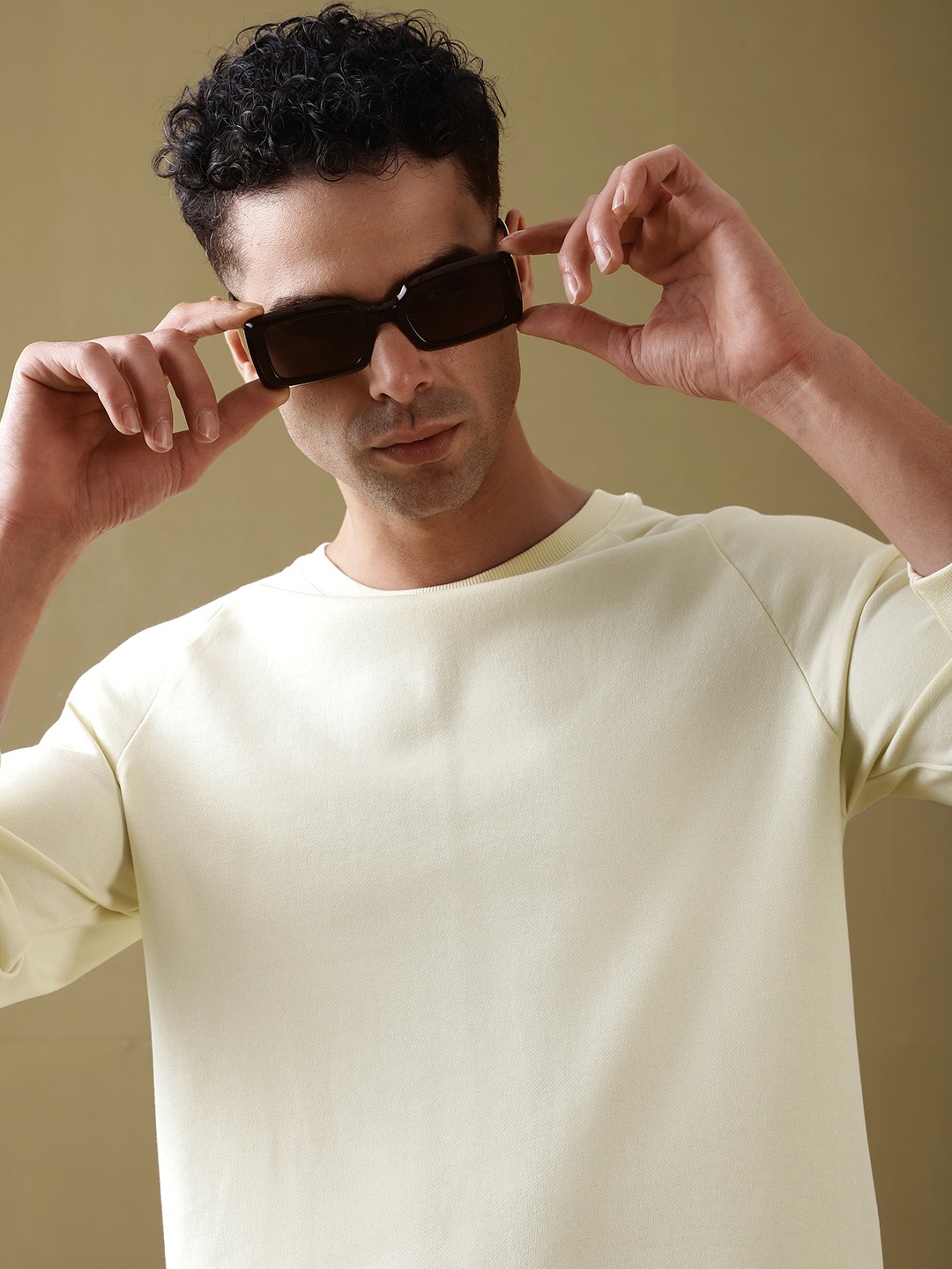 

DILLINGER Men Solid Ultra Soft Drapey Cotton Raglan T-Shirt, Off white