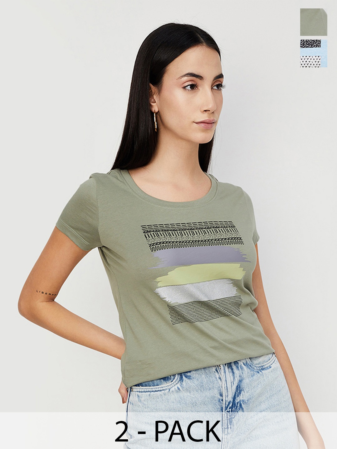 

Max Women Graphic Printed T-Shirt - Pack of 2, Multi