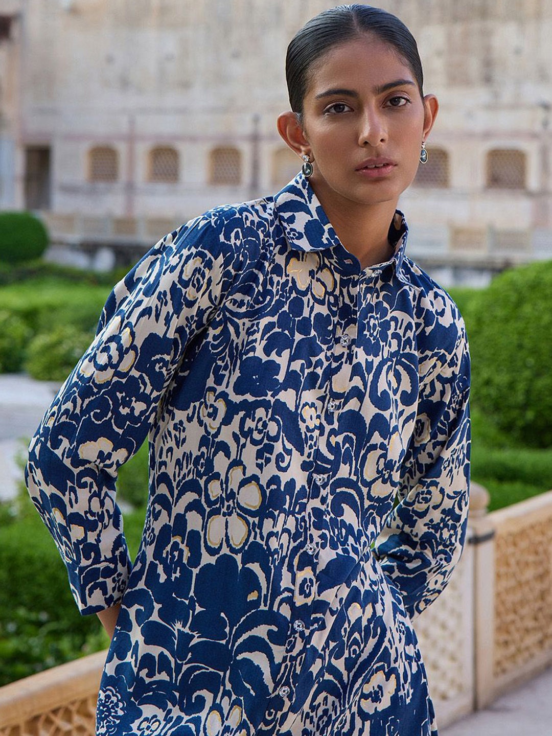 

VIRICA Floral Printed Shirt With Trouser, Blue
