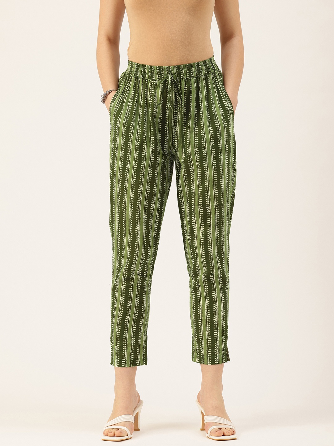 

AMUKTI Printed Pleated Trousers, Green