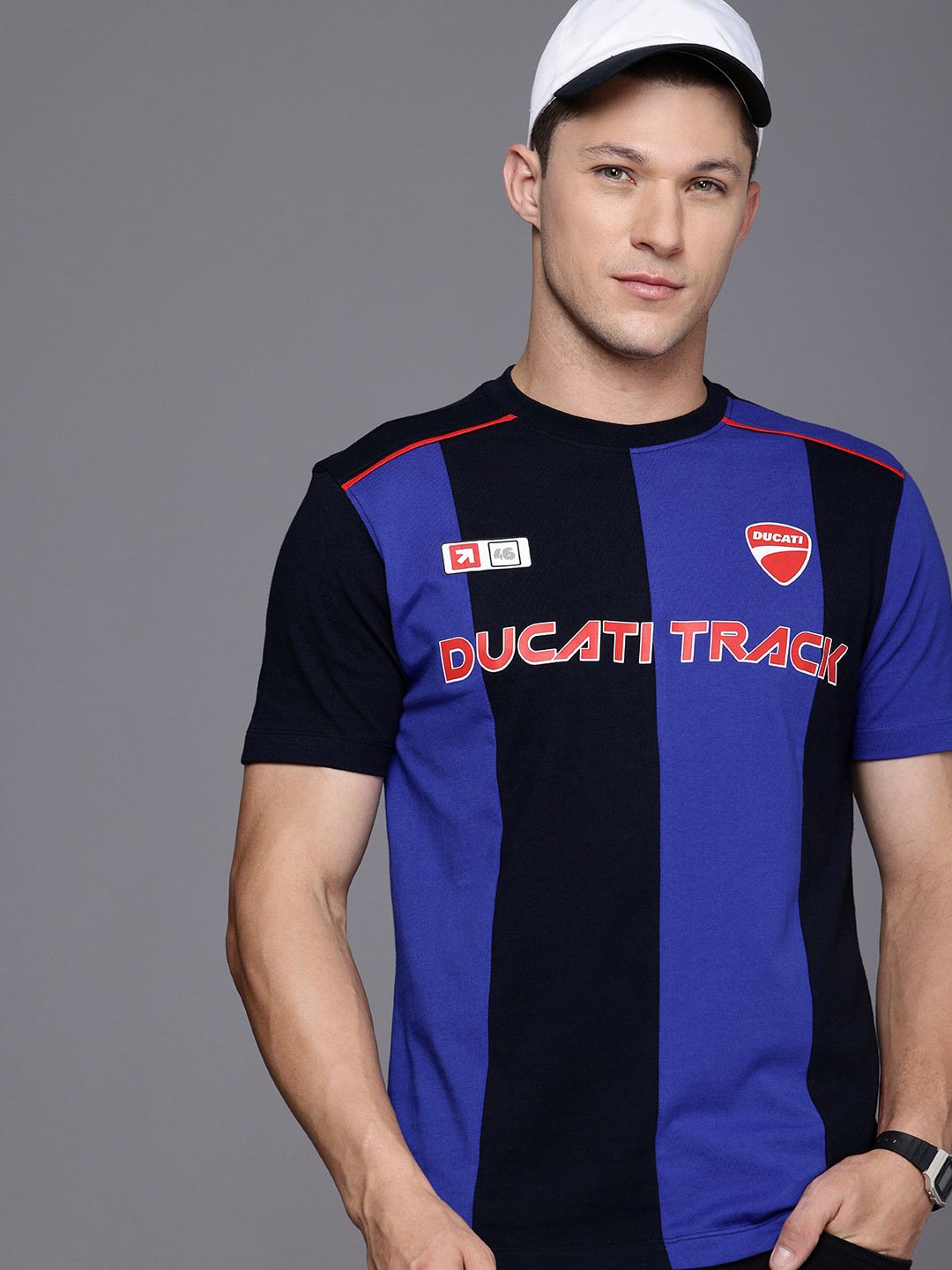 

Ducati Striped Pure Cotton Casual T-shirt, Black