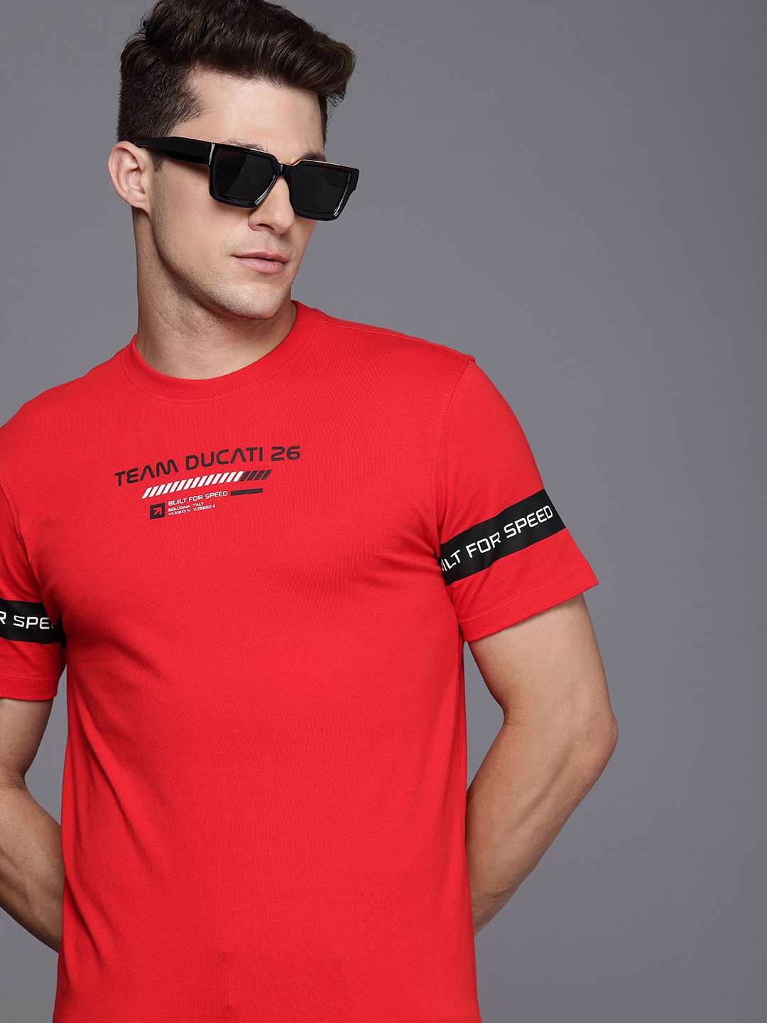 

Ducati Typography Printed Pure Cotton T-shirt, Red