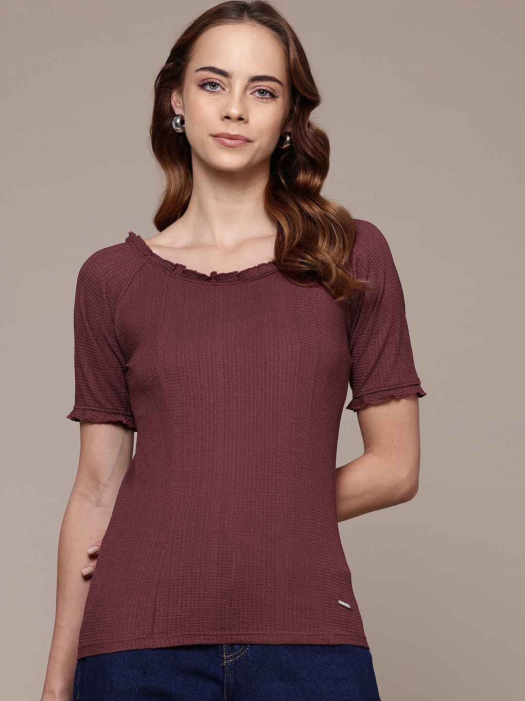 

Nautica Frill Detail Top, Burgundy