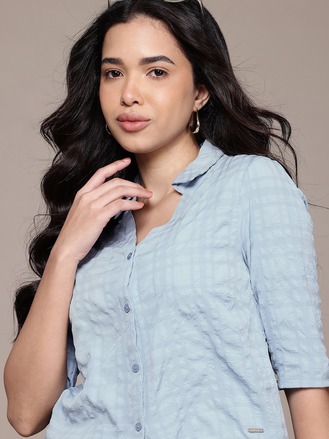 

Nautica Seersucker Shirt Style Top, Blue