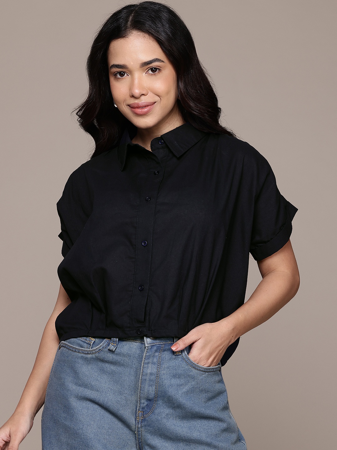 

Nautica Casual Extended Sleeves Cotton Shirt, Black