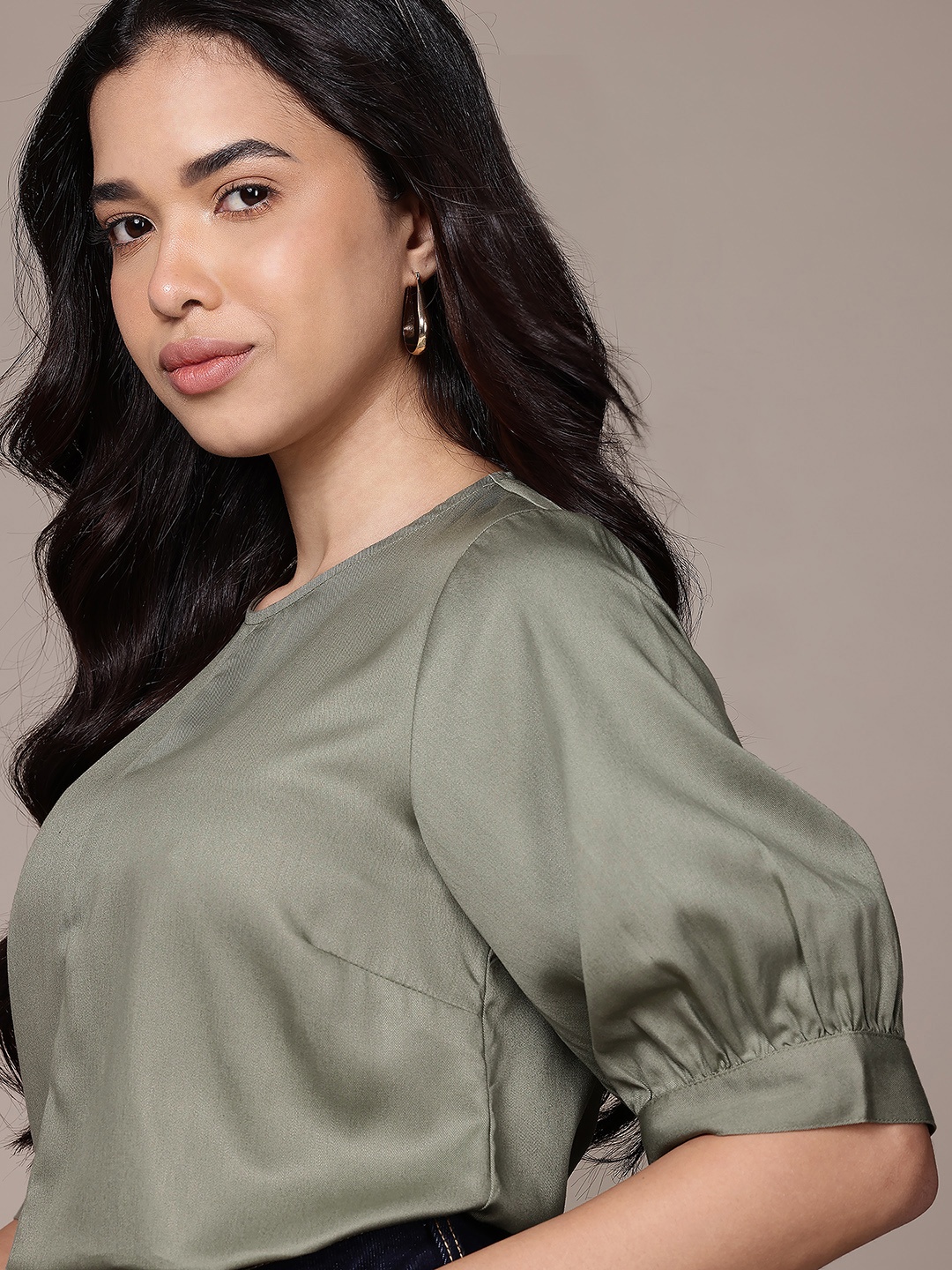 

Nautica Round Neck Regular Top, Olive