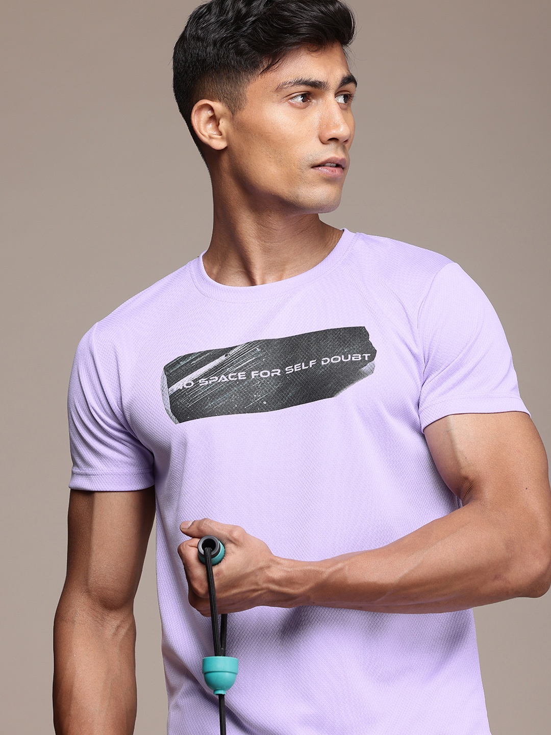 

WROGN Graphic Printed Slim Fit Training T-shirt, Lavender