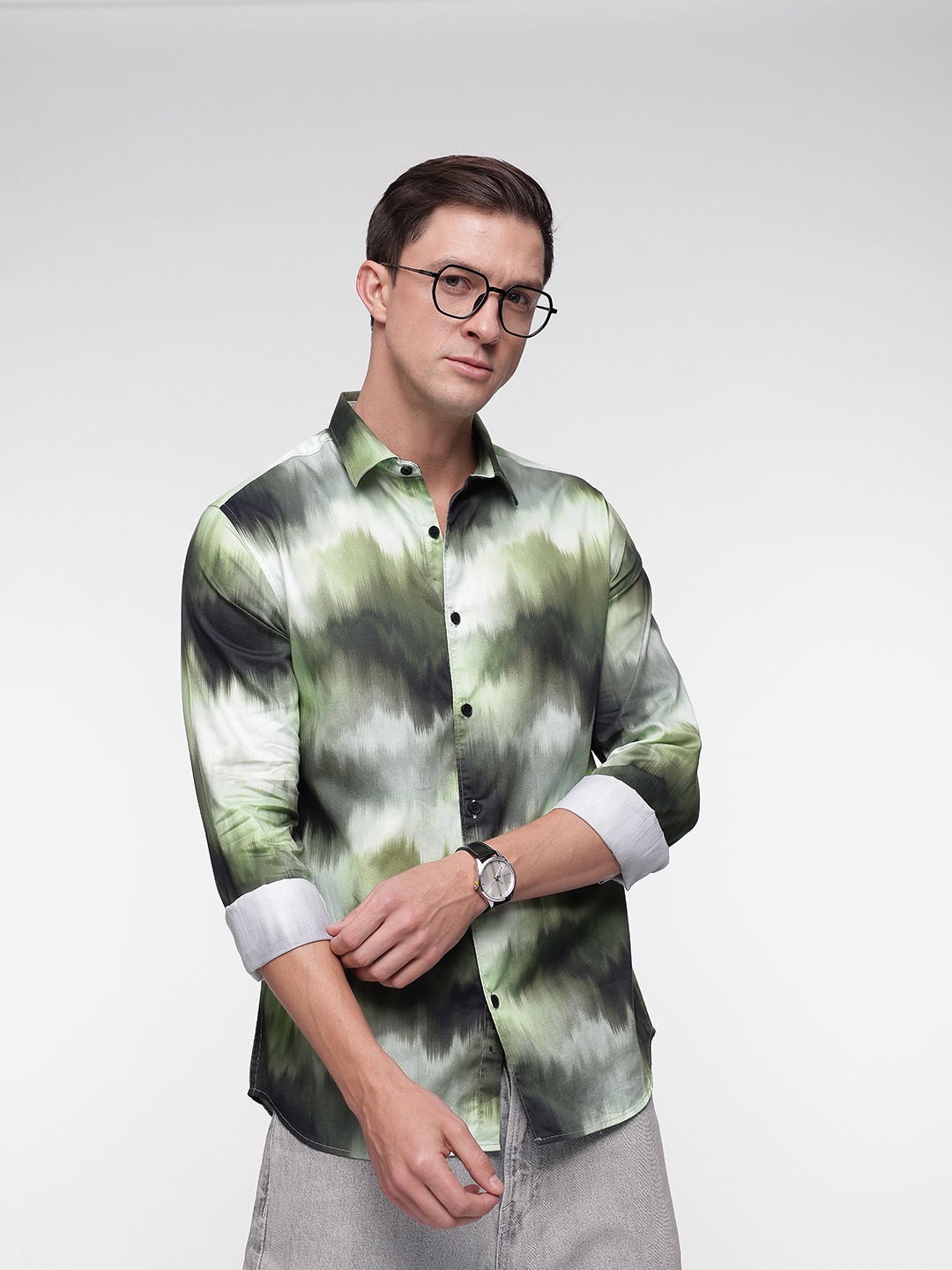 

French Connection Slim Fit Dyed Pure Cotton Casual Shirt, Lime green