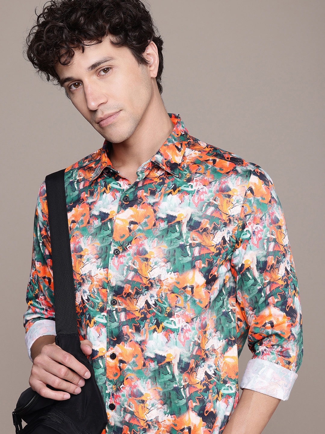 

French Connection Slim Fit Abstract Printed Pure Cotton Casual Shirt, Multi