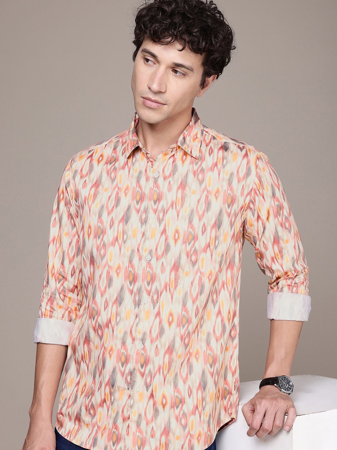 

French Connection Pure Cotton Slim Fit Opaque Printed Casual Shirt, Multi