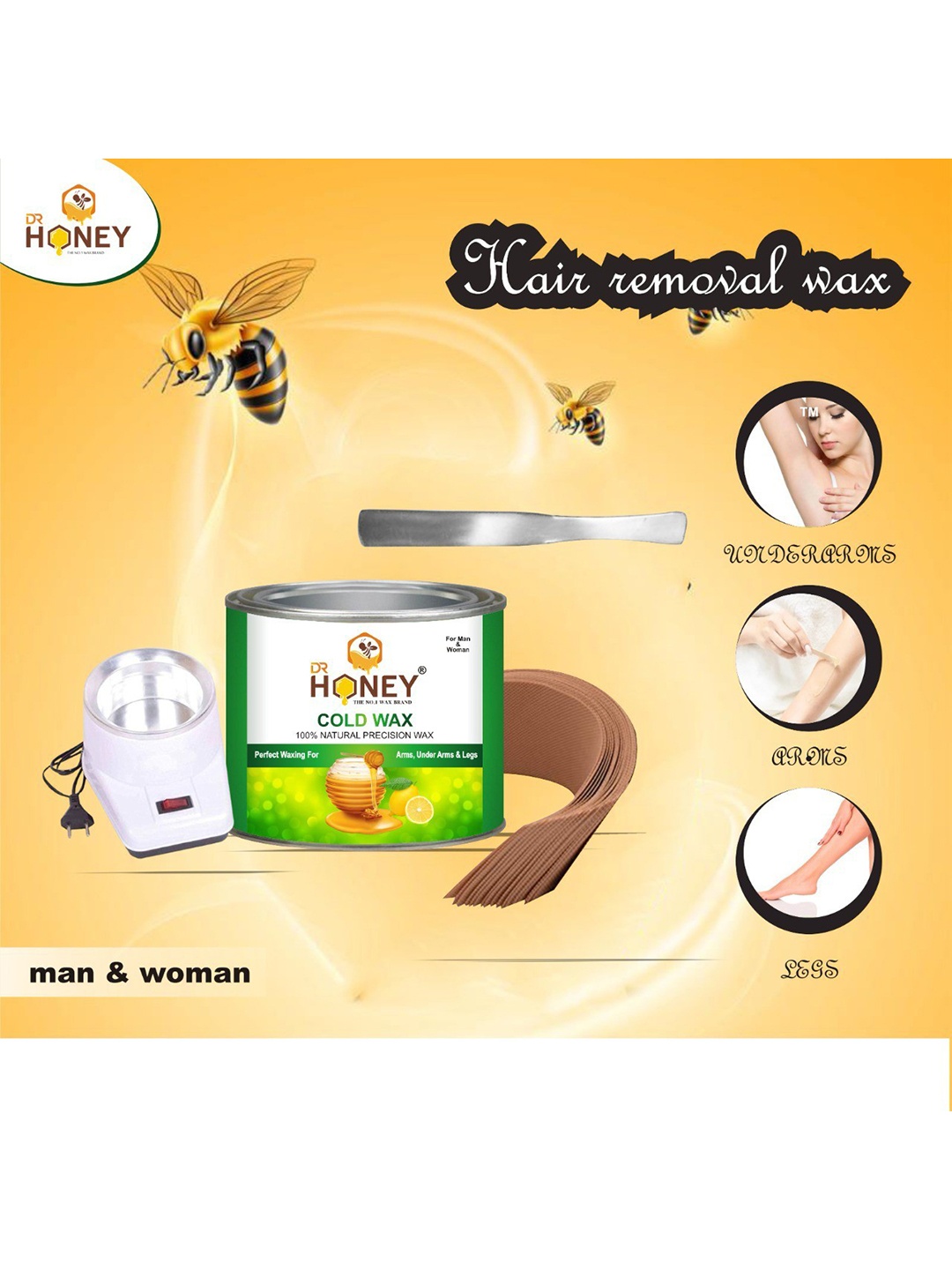 

DR HONEY 100% Natural Precision Cold Wax - 600g, Rose