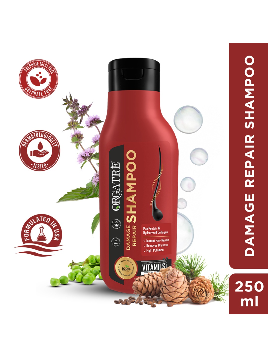 

Orgatre Damage Repair Shampoo With Cedarwood Oil 250ML, White