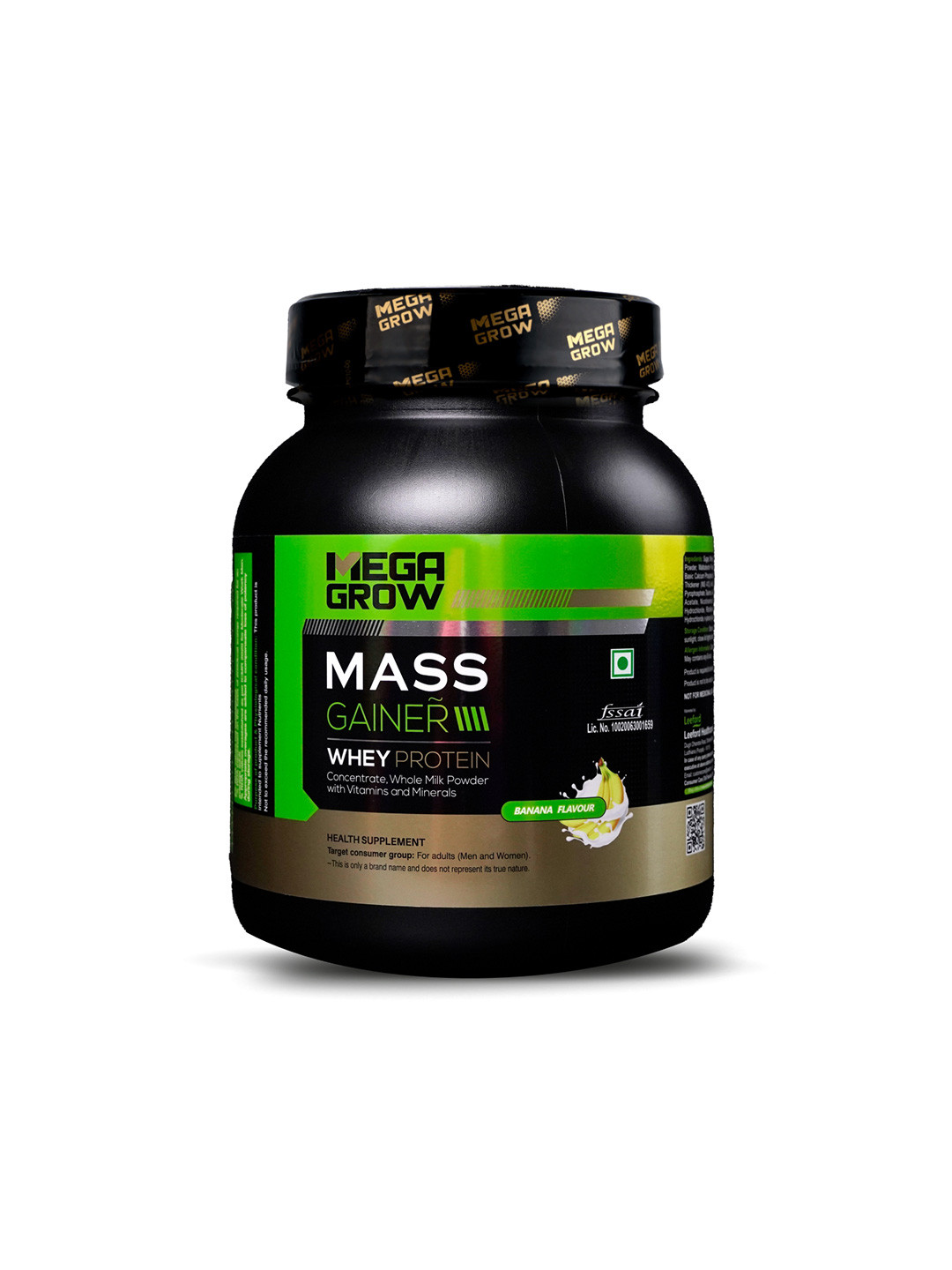 

Megagrow Whey Protein Mass Gainer - 1Kg - Banana Flavor, Na