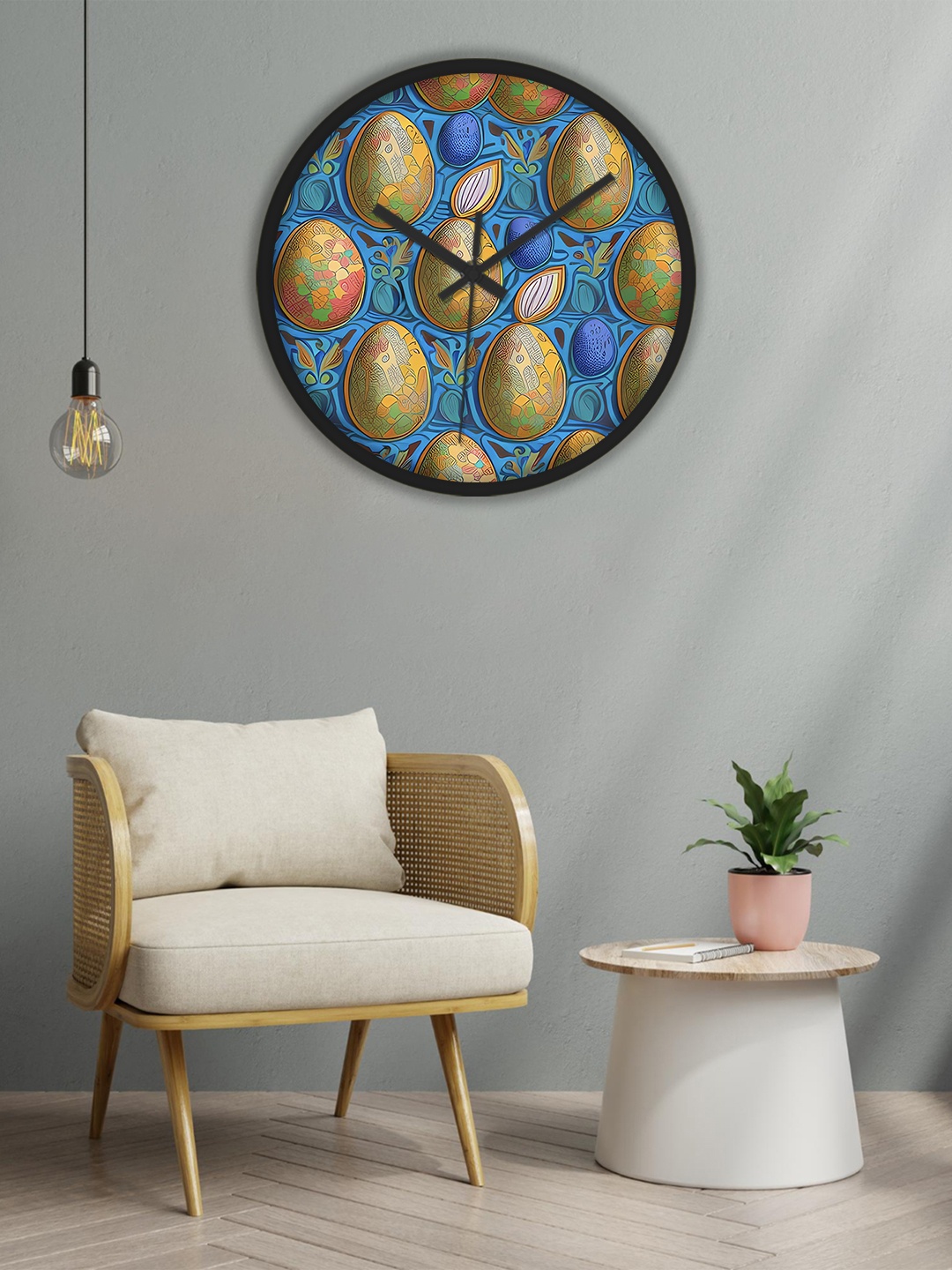 

OLIVE TREE Black & Blue Printed Analogue Contemporary Wall Clock