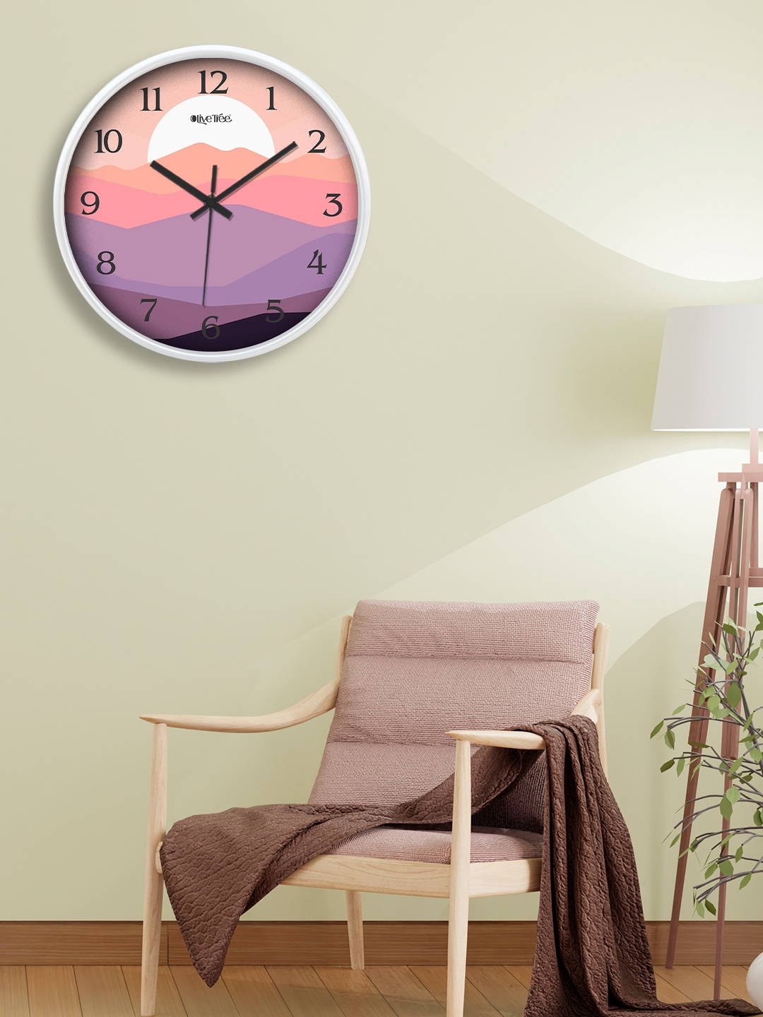 

OLIVE TREE White & Pink Printed Contemporary Analogue Round Wall Clock