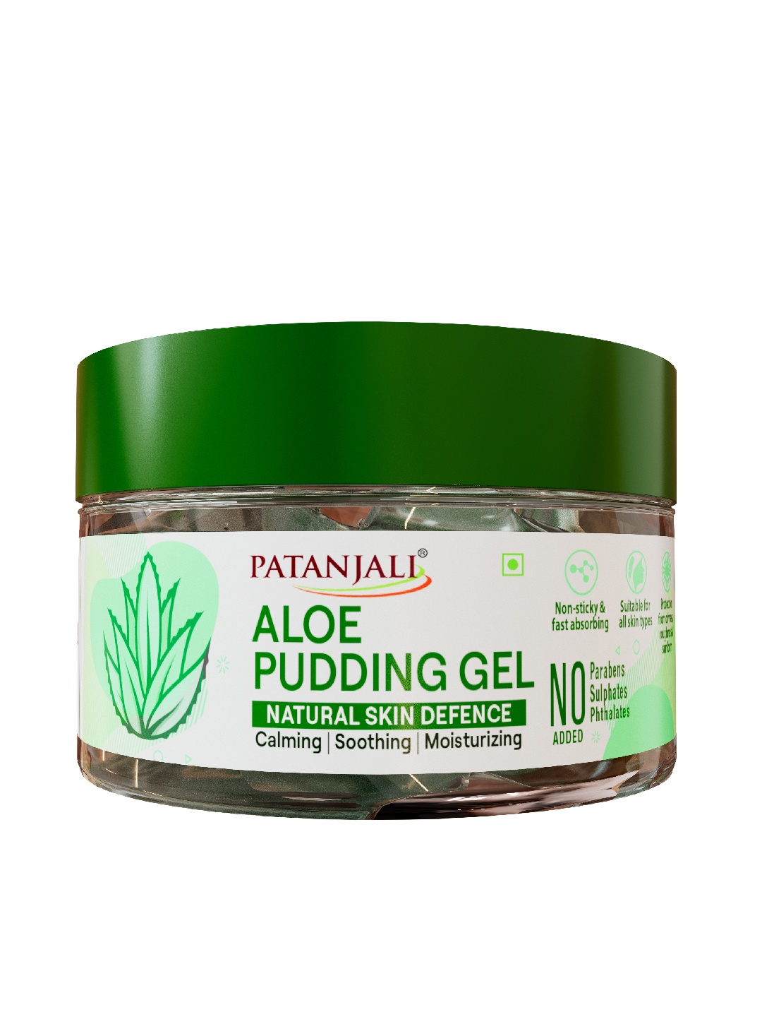 

Patanjali Natural Skin Defence Aloe Pudding Gel For Calming & Soothing - 200ml, Green