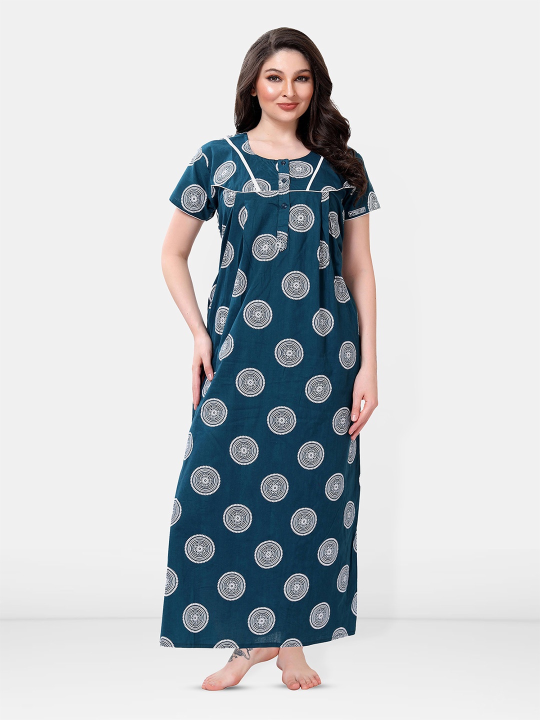 

Be You Printed Maxi Nightdress, Teal