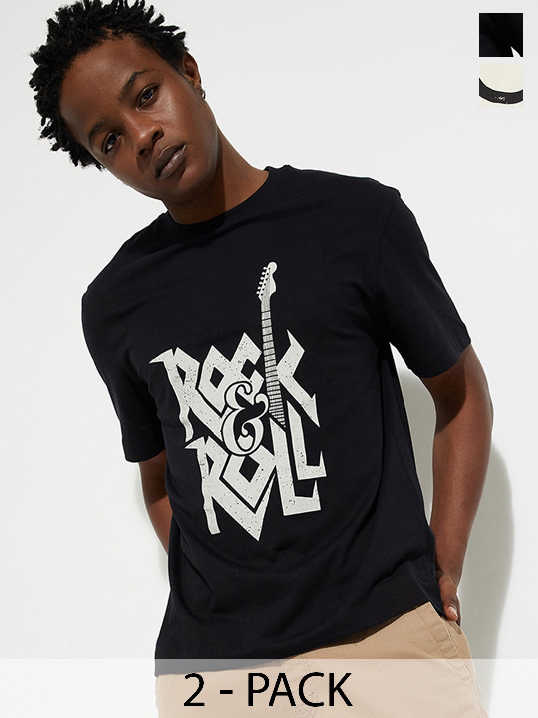

Max URB_N Men Pack of 2 Graphic Print T-shirt, Black